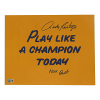 Rudy Ruettiger Signed "Play Like A Champion Today" Fighting Irish 11x14 Photo Inscribed "Never Quit" (Beckett) at PristineAuction.com