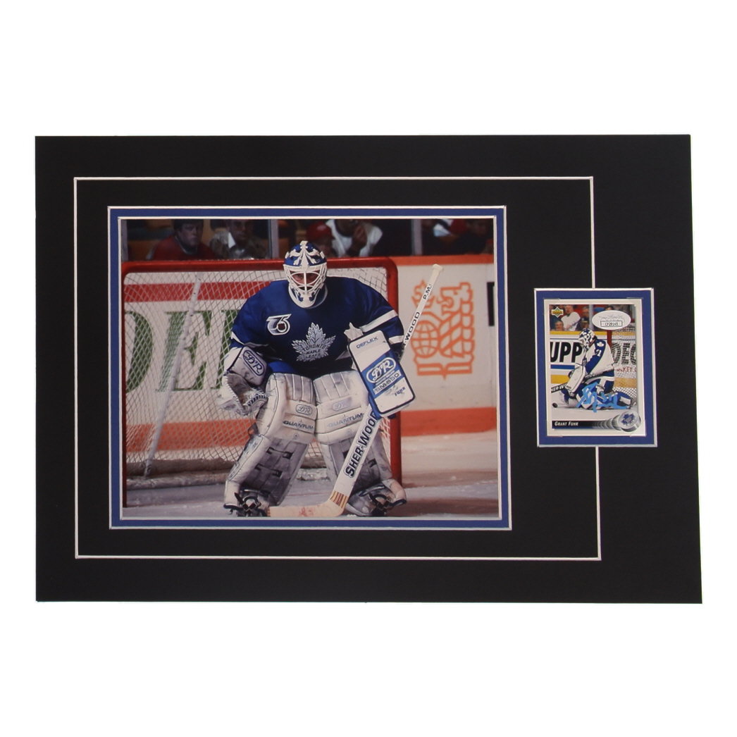 Grant Fuhr Signed 12x17 Custom Matted Sports Card Display with Photo (JSA) at PristineAuction.com Grant Fuhr Signed 12x17 Custom Matted Sports Card Display with Photo (JSA) at PristineAuction.com