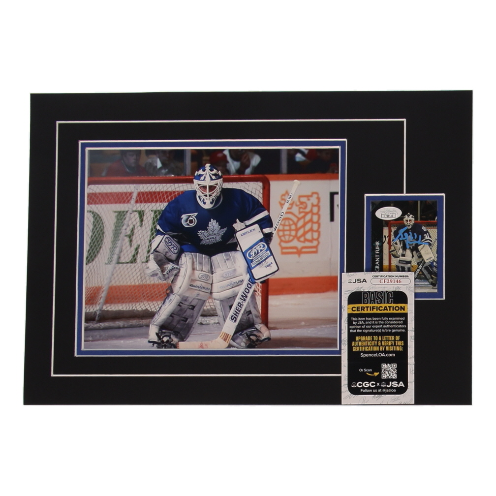Grant Fuhr Signed 12x17 Custom Matted Sports Card Display with Photo (JSA) at PristineAuction.com Grant Fuhr Signed 12x17 Custom Matted Sports Card Display with Photo (JSA) at PristineAuction.com