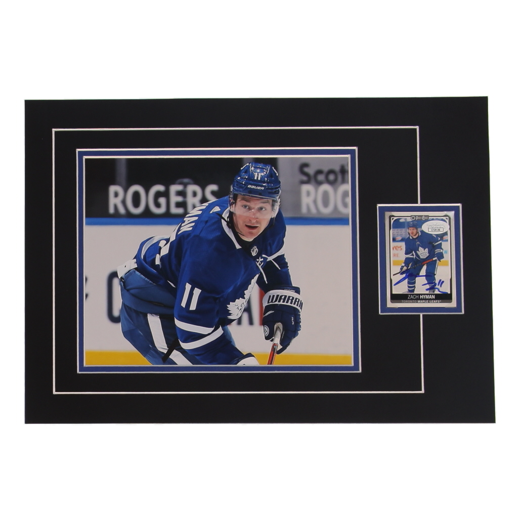 Zach Hyman Signed 12x17 Custom Matted Sports Card Display with Photo (JSA) at PristineAuction.com Zach Hyman Signed 12x17 Custom Matted Sports Card Display with Photo (JSA) at PristineAuction.com