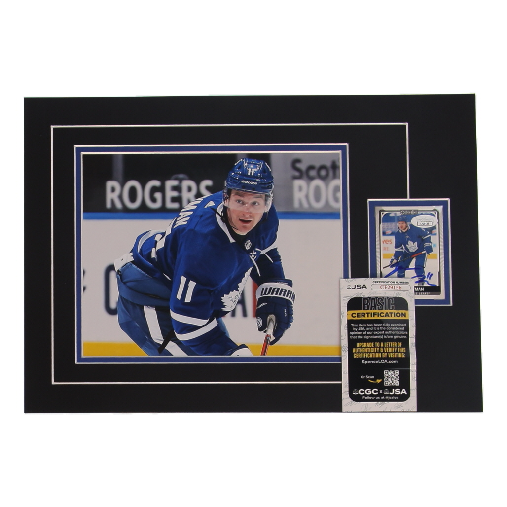 Zach Hyman Signed 12x17 Custom Matted Sports Card Display with Photo (JSA) at PristineAuction.com Zach Hyman Signed 12x17 Custom Matted Sports Card Display with Photo (JSA) at PristineAuction.com