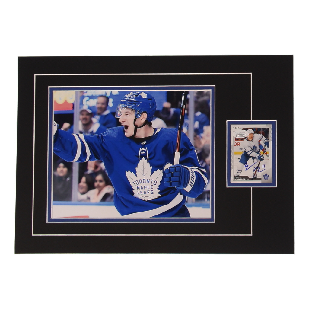 Zach Hyman Signed 12x17 Custom Matted Sports Card Display with Photo (JSA) at PristineAuction.com Zach Hyman Signed 12x17 Custom Matted Sports Card Display with Photo (JSA) at PristineAuction.com