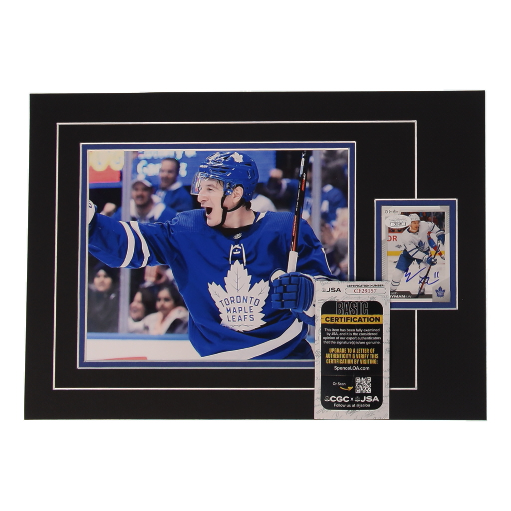 Zach Hyman Signed 12x17 Custom Matted Sports Card Display with Photo (JSA) at PristineAuction.com Zach Hyman Signed 12x17 Custom Matted Sports Card Display with Photo (JSA) at PristineAuction.com
