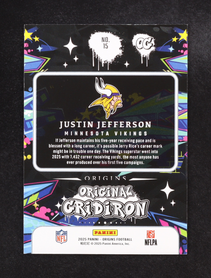 Justin Jefferson 2025 Panini Origins Original Gridiron #15 at PristineAuction.com Justin Jefferson 2025 Panini Origins Original Gridiron #15 at PristineAuction.com