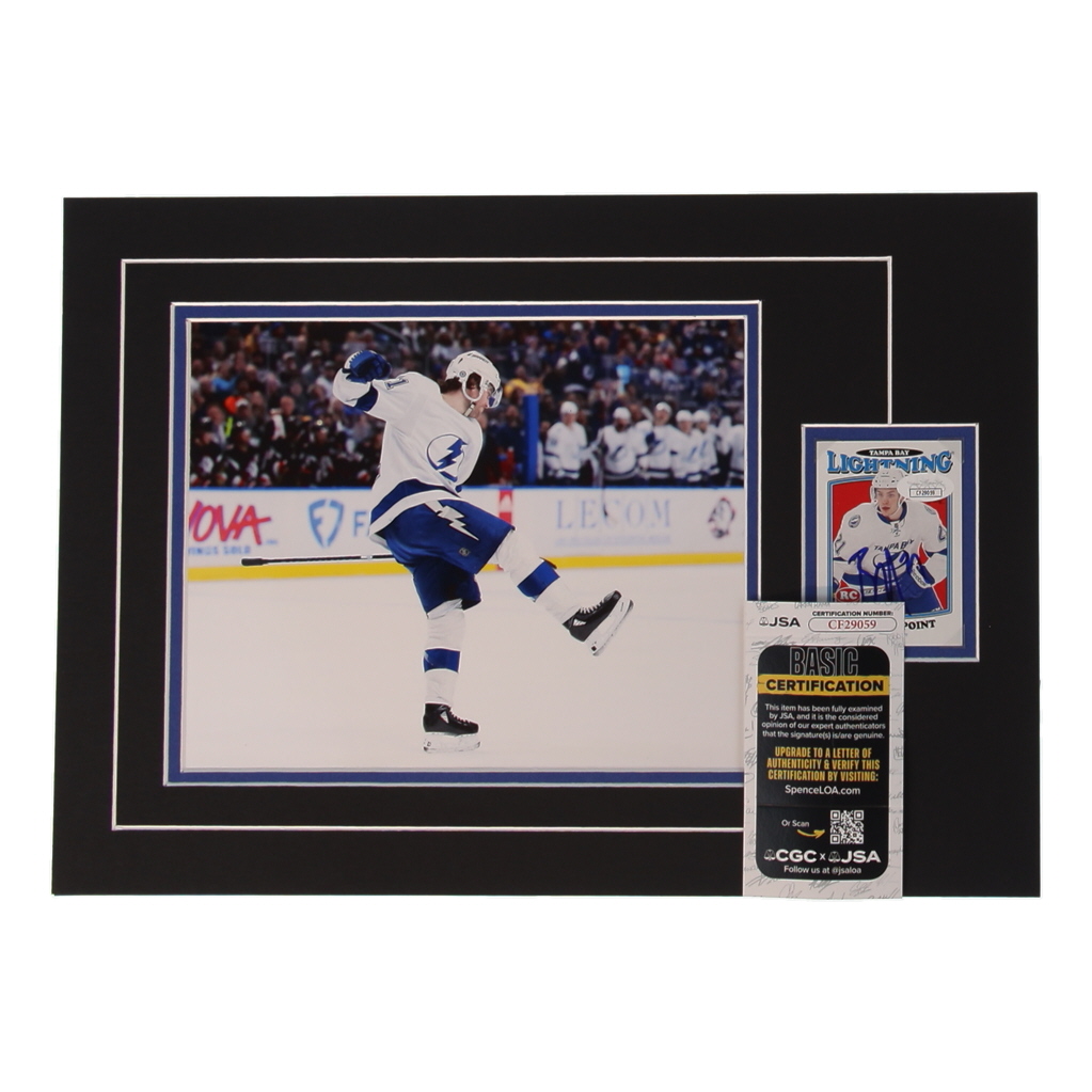 Brayden Point Signed 12x17 Custom Matted Sports Card Display with Photo (JSA) at PristineAuction.com Brayden Point Signed 12x17 Custom Matted Sports Card Display with Photo (JSA) at PristineAuction.com