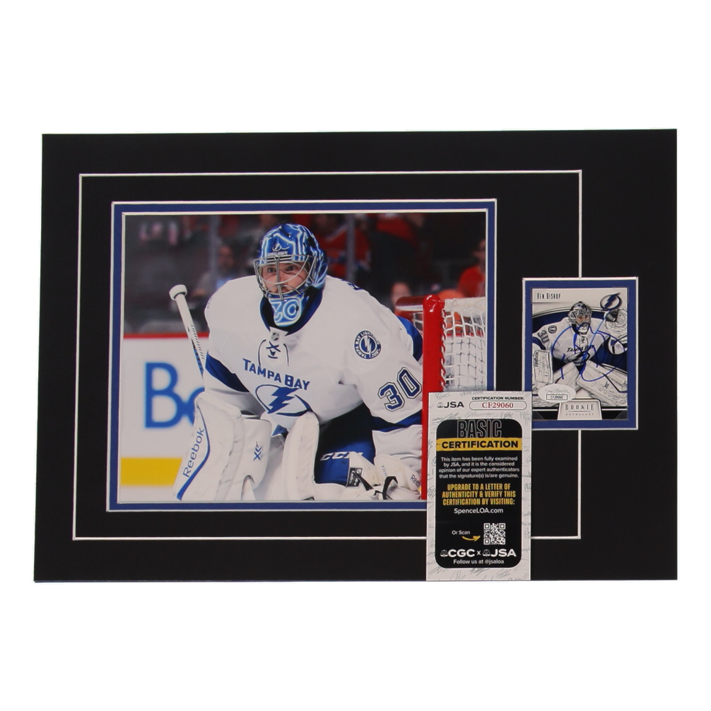 Ben Bishop Signed 12x17 Custom Matted Sports Card Display with Photo (JSA) at PristineAuction.com Ben Bishop Signed 12x17 Custom Matted Sports Card Display with Photo (JSA) at PristineAuction.com