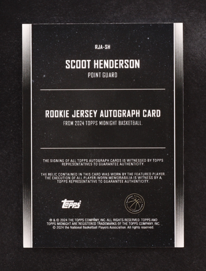 Scoot Henderson 2023-24 Topps Midnight Rookie Jersey Autographs #RJASH RC at PristineAuction.com Scoot Henderson 2023-24 Topps Midnight Rookie Jersey Autographs #RJASH RC at PristineAuction.com