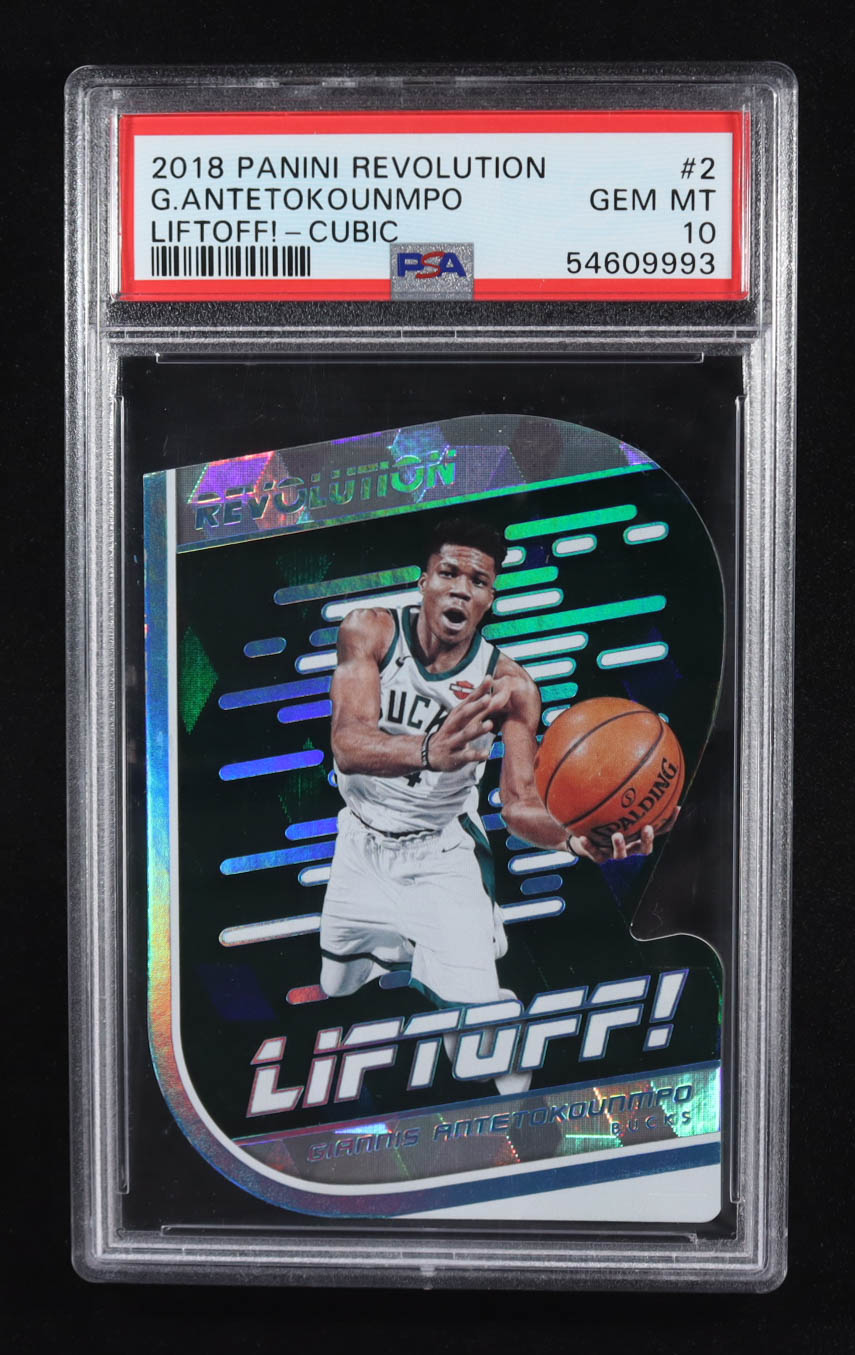 Giannis Antetokounmpo 2018-19 Panini Revolution Liftoff! Cubic #2 #25/50 (PSA 10) at PristineAuction.com Giannis Antetokounmpo 2018-19 Panini Revolution Liftoff! Cubic #2 #25/50 (PSA 10) at PristineAuction.com