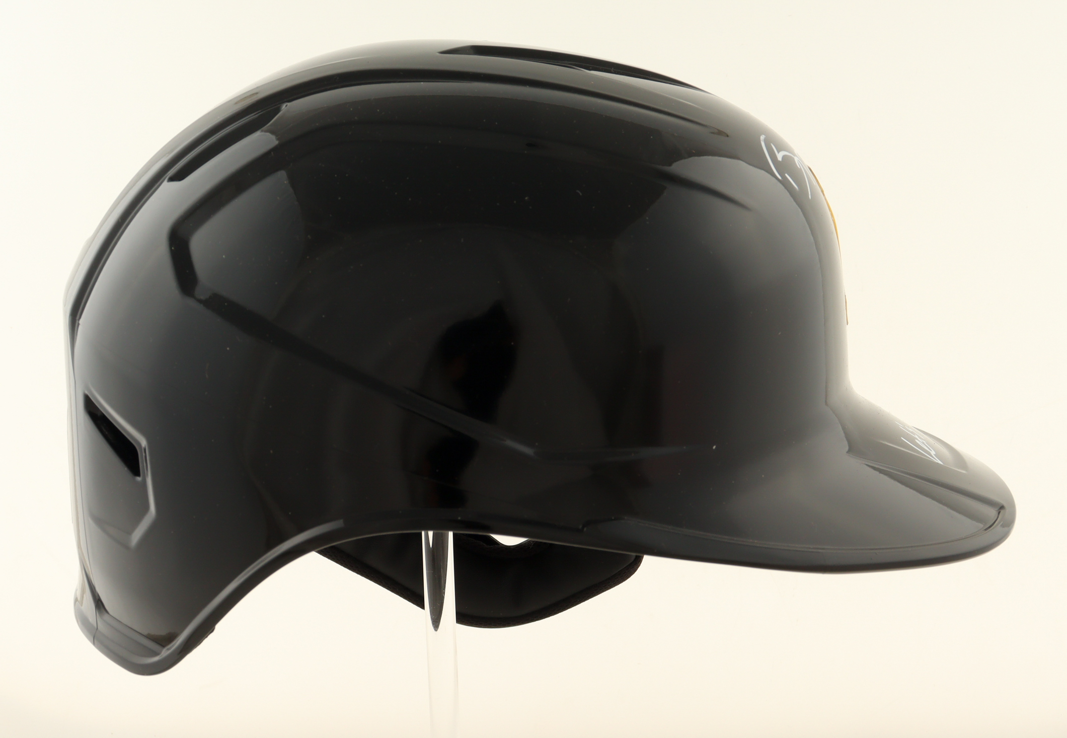 Bryan Reynolds Signed Pirates Full-Size Batting Helmet with Stand Inscribed "Let's Go Bucks" (TSE) at PristineAuction.com Bryan Reynolds Signed Pirates Full-Size Batting Helmet with Stand Inscribed "Let's Go Bucks" (TSE) at PristineAuction.com