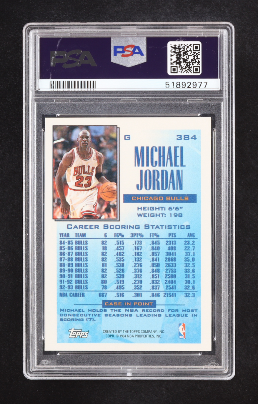 Michael Jordan 1993 Topps #384 (PSA 10) at PristineAuction.com Michael Jordan 1993 Topps #384 (PSA 10) at PristineAuction.com