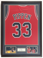 Scottie Pippen Signed Custom Framed Cut Display With Jersey (PSA) at PristineAuction.com