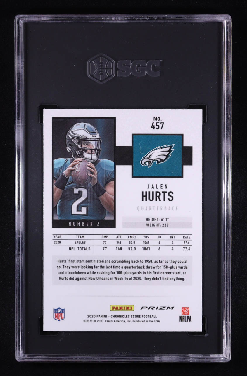 Jalen Hurts 2020 Score Silver #457 Chronicles RC (SGC 9) at PristineAuction.com Jalen Hurts 2020 Score Silver #457 Chronicles RC (SGC 9) at PristineAuction.com