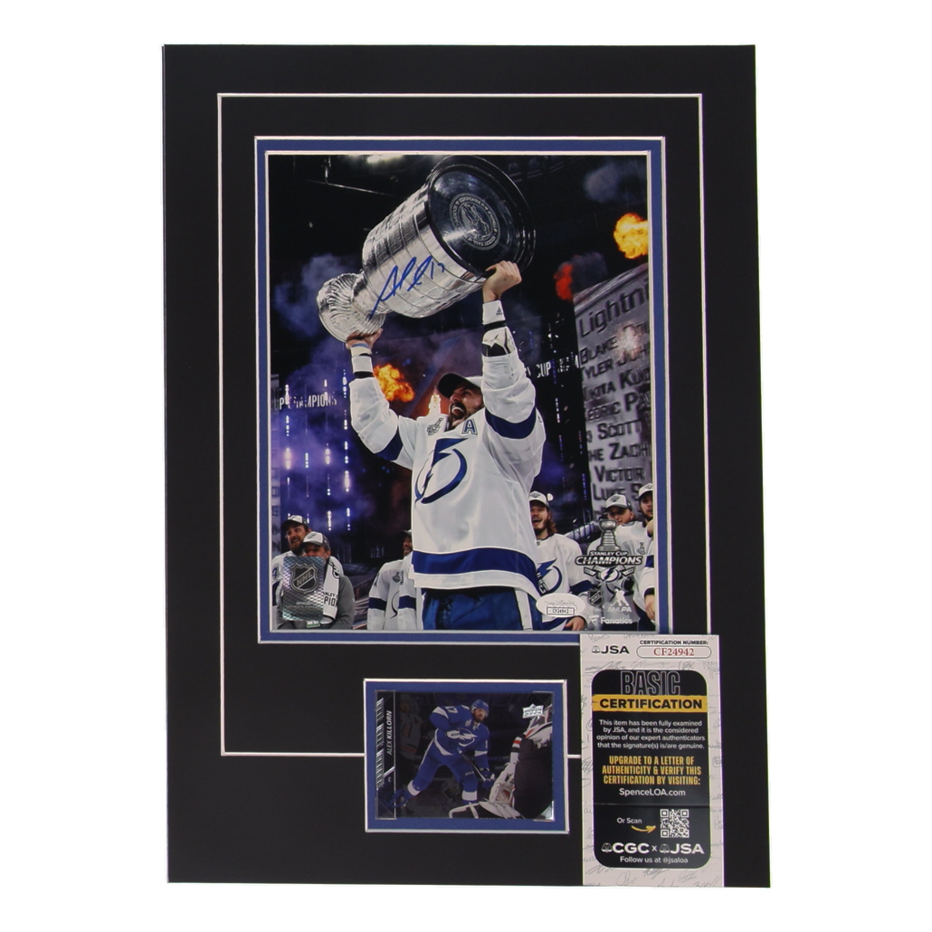 Victor Hedman Signed 12x17 Custom Matted Photo Display with Sports card (JSA) at PristineAuction.com Victor Hedman Signed 12x17 Custom Matted Photo Display with Sports card (JSA) at PristineAuction.com