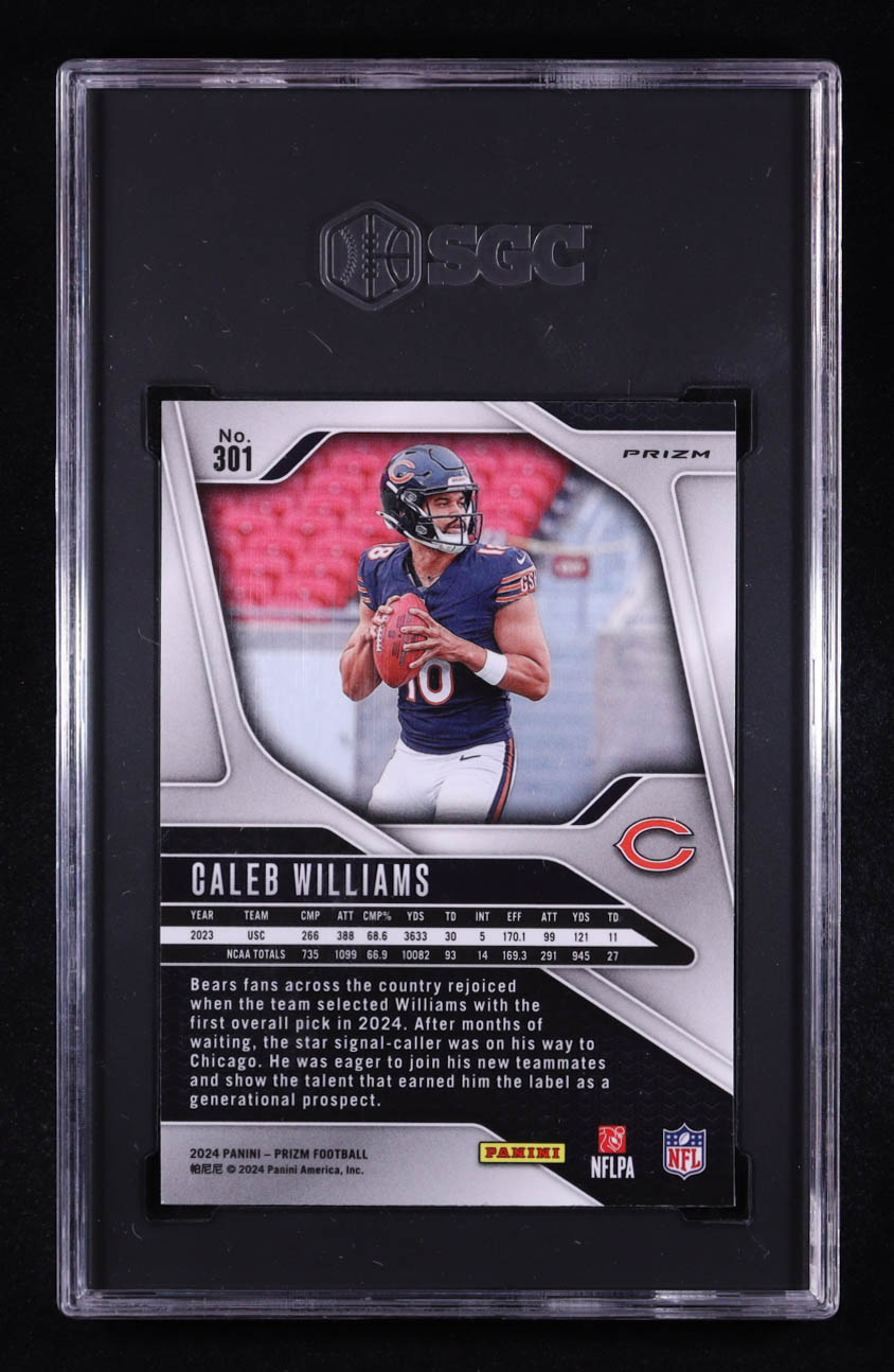 Caleb Williams 2024 Panini Prizm Prizms Green Wave #301 RC (SGC 9) at PristineAuction.com Caleb Williams 2024 Panini Prizm Prizms Green Wave #301 RC (SGC 9) at PristineAuction.com