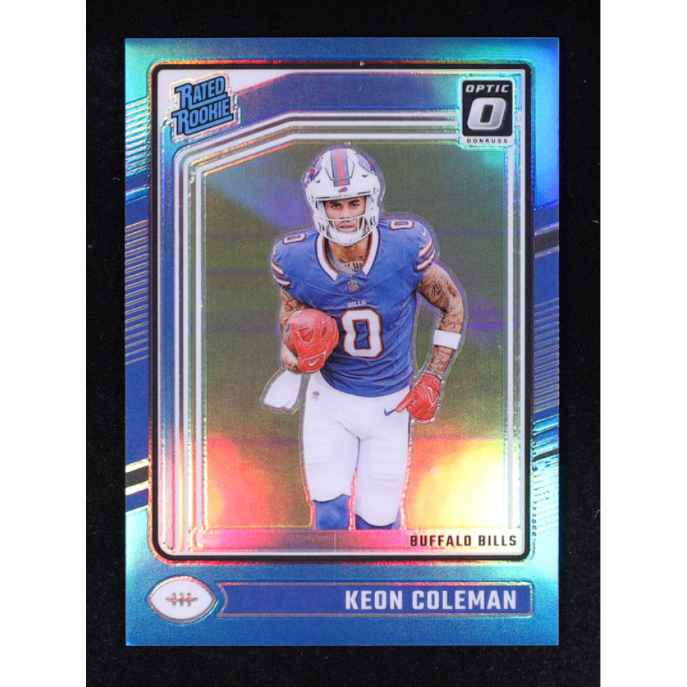 Keon Coleman 2024 Donruss Optic Aqua #263 RR RC #001/299 RC at PristineAuction.com