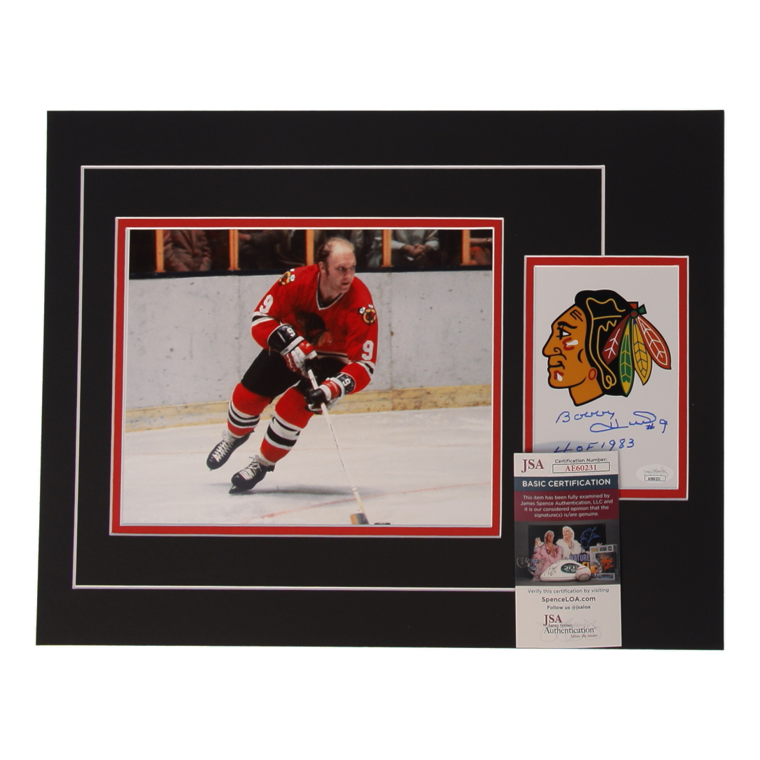 Bobby Hull Signed 12x17 Custom Matted Photo Display Inscribed "HOF 1983" (JSA) at PristineAuction.com Bobby Hull Signed 12x17 Custom Matted Photo Display Inscribed "HOF 1983" (JSA) at PristineAuction.com