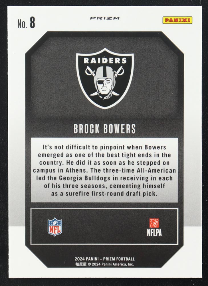 Brock Bowers 2024 Panini Prizm Emergent No Huddle #8 RC at PristineAuction.com Brock Bowers 2024 Panini Prizm Emergent No Huddle #8 RC at PristineAuction.com