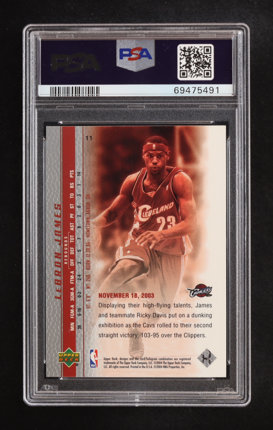 LeBron James 2003-04 Upper Deck Phenomenal Beginning LeBron James #11 RC / James Builds Up (PSA 10) at PristineAuction.com LeBron James 2003-04 Upper Deck Phenomenal Beginning LeBron James #11 RC / James Builds Up (PSA 10) at PristineAuction.com