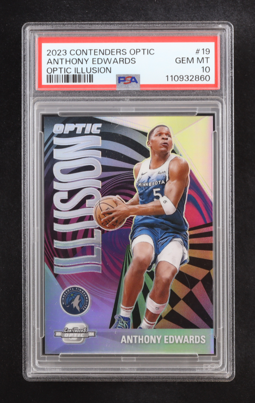 Anthony Edwards 2023-24 Panini Contenders Optic Optic Illusion #19 (PSA 10) at PristineAuction.com Anthony Edwards 2023-24 Panini Contenders Optic Optic Illusion #19 (PSA 10) at PristineAuction.com
