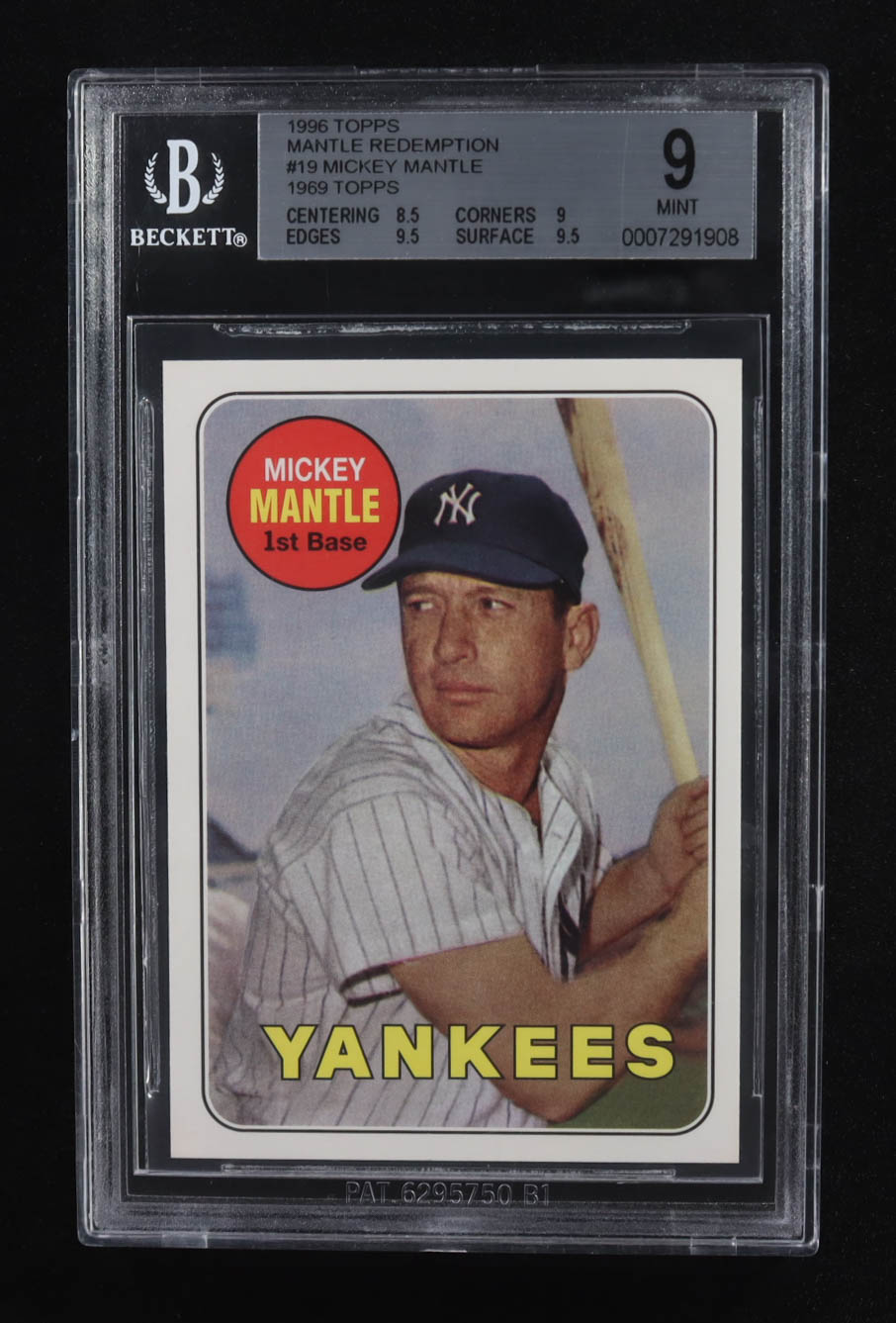 Mickey Mantle 1996 Topps Mantle Redemption #19 1969 Topps (BGS 9) at PristineAuction.com Mickey Mantle 1996 Topps Mantle Redemption #19 1969 Topps (BGS 9) at PristineAuction.com