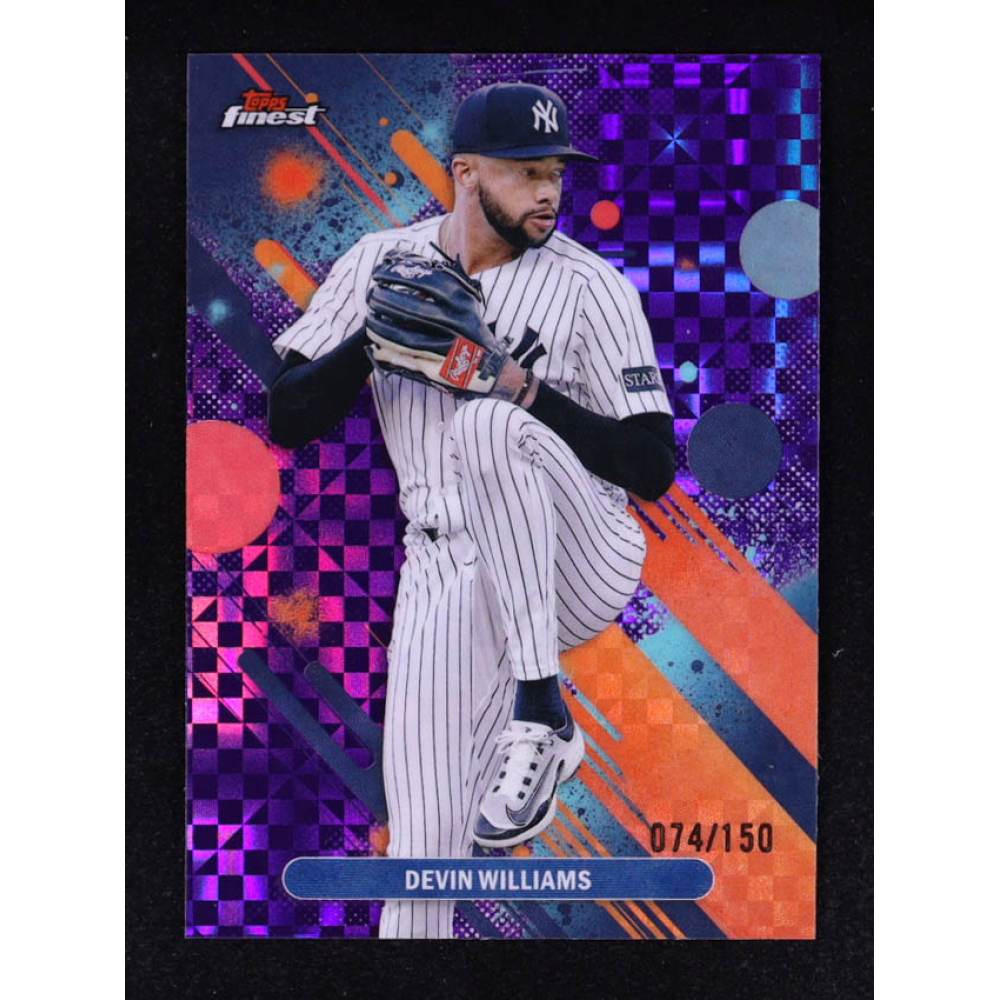 Devin Williams 2025 Finest Purple Checkerboard Refractors #71 #074/150 at PristineAuction.com