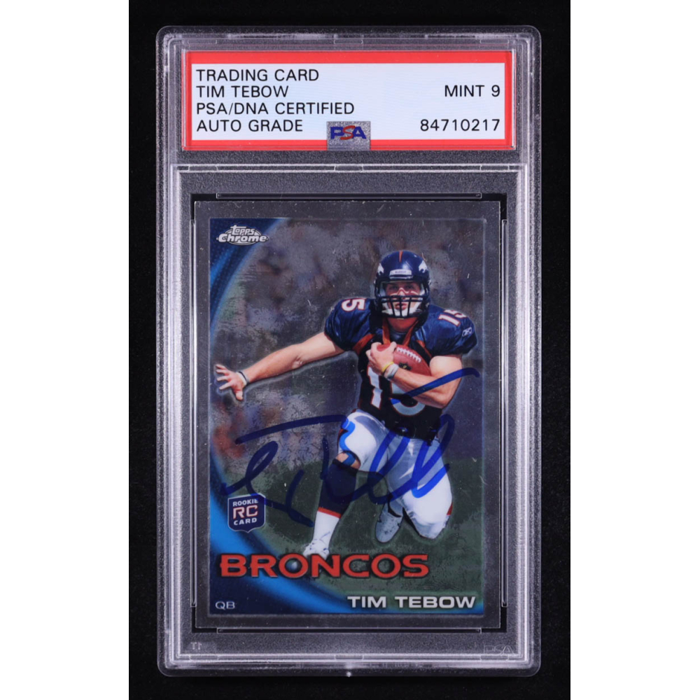 Tim Tebow Signed 2010 Topps Chrome #C100A RC (PSA | Auto 9) at PristineAuction.com