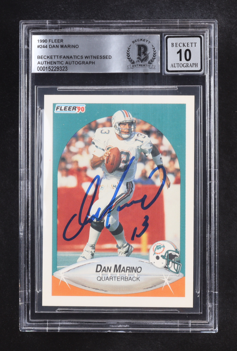 Dan Marino Signed 1990 Fleer Autographs #244 (Beckett | Autograph Graded BGS 10) at PristineAuction.com Dan Marino Signed 1990 Fleer Autographs #244 (Beckett | Autograph Graded BGS 10) at PristineAuction.com