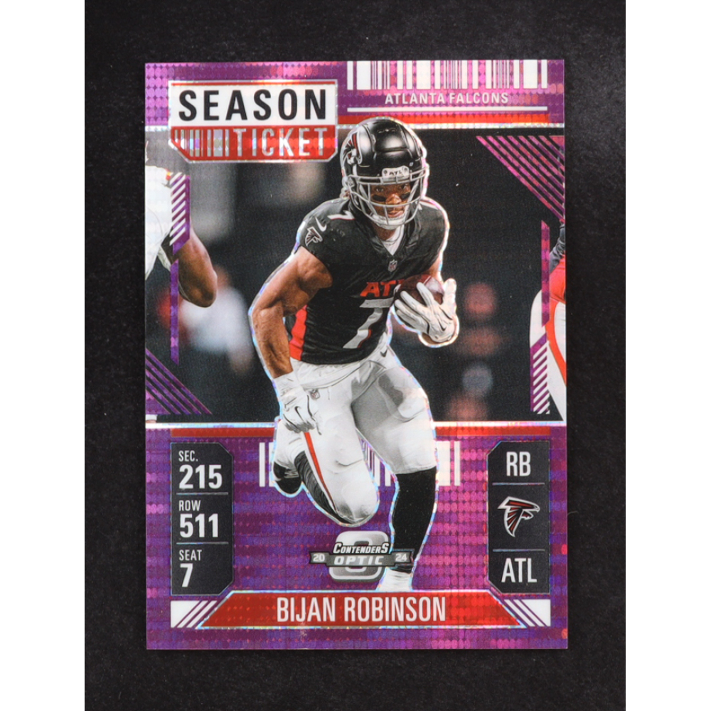 Bijan Robinson 2024 Panini Contenders Optic Purple Pulsar #4 #22/37 at PristineAuction.com