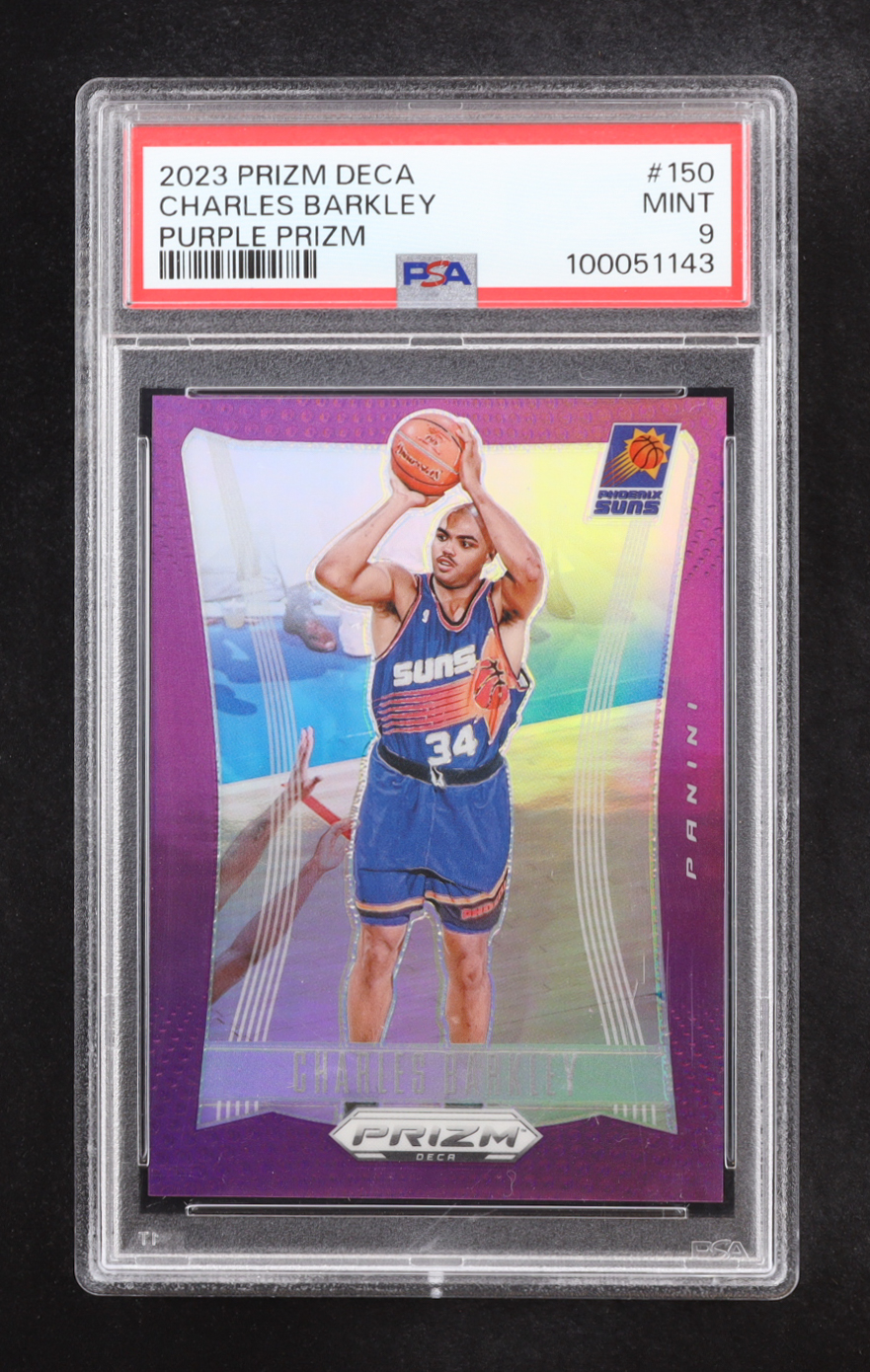 Charles Barkley 2023-24 Panini Prizm Deca Prizms Purple #150 #79/99 (PSA 9) at PristineAuction.com Charles Barkley 2023-24 Panini Prizm Deca Prizms Purple #150 #79/99 (PSA 9) at PristineAuction.com