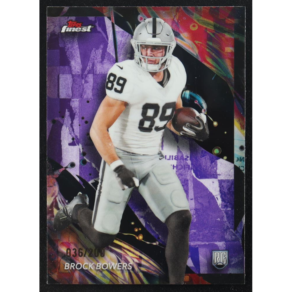 Brock Bowers 2024 Finest Purple Refractors #182 RC #36/200 at PristineAuction.com