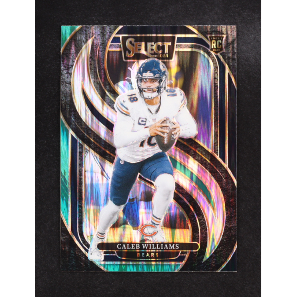 Caleb Williams 2024 Select Prizm Black and Green Shock #114 RC at PristineAuction.com