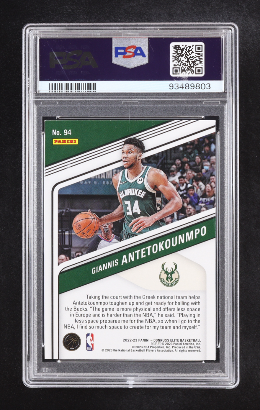 Giannis Antetokounmpo 2022-23 Elite #94 (PSA 9) at PristineAuction.com Giannis Antetokounmpo 2022-23 Elite #94 (PSA 9) at PristineAuction.com