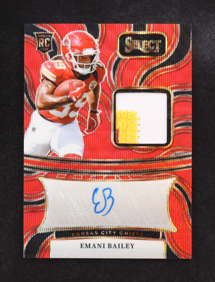 Emani Bailey 2024 Select Rookie Signature Memorabilia Prizm Red Wave #29 RC at PristineAuction.com Emani Bailey 2024 Select Rookie Signature Memorabilia Prizm Red Wave #29 RC at PristineAuction.com