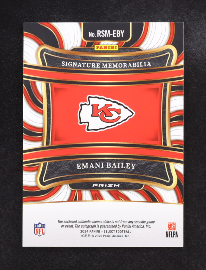 Emani Bailey 2024 Select Rookie Signature Memorabilia Prizm Red Wave #29 RC at PristineAuction.com Emani Bailey 2024 Select Rookie Signature Memorabilia Prizm Red Wave #29 RC at PristineAuction.com