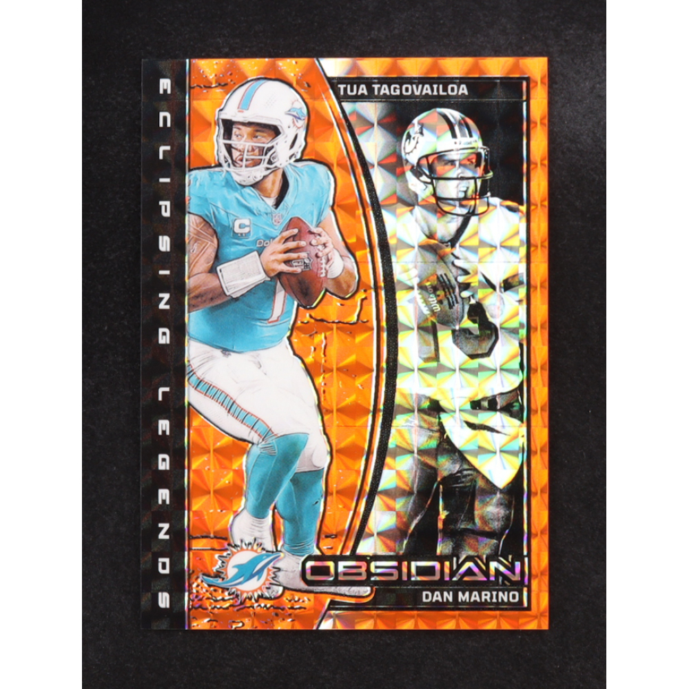 Dan Marino / Tua Tagovailoa 2024 Panini Obsidian Eclipsing Legends Orange Mosaic #8 at PristineAuction.com