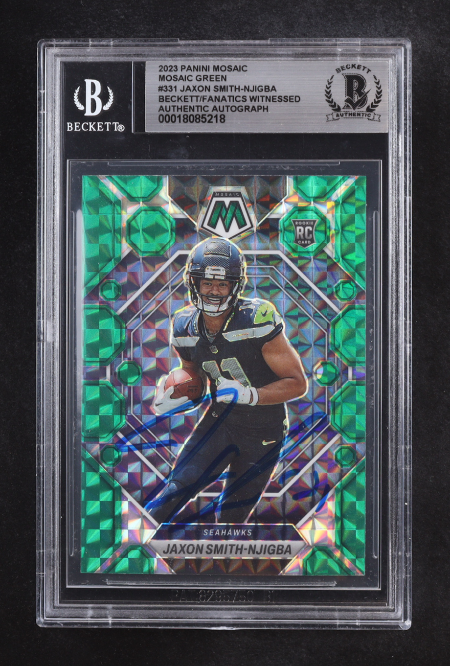 Jaxon Smith-Ngigba Signed 2023 Panini Mosaic Green Autographs #331 RC (BGS) at PristineAuction.com Jaxon Smith-Ngigba Signed 2023 Panini Mosaic Green Autographs #331 RC (BGS) at PristineAuction.com