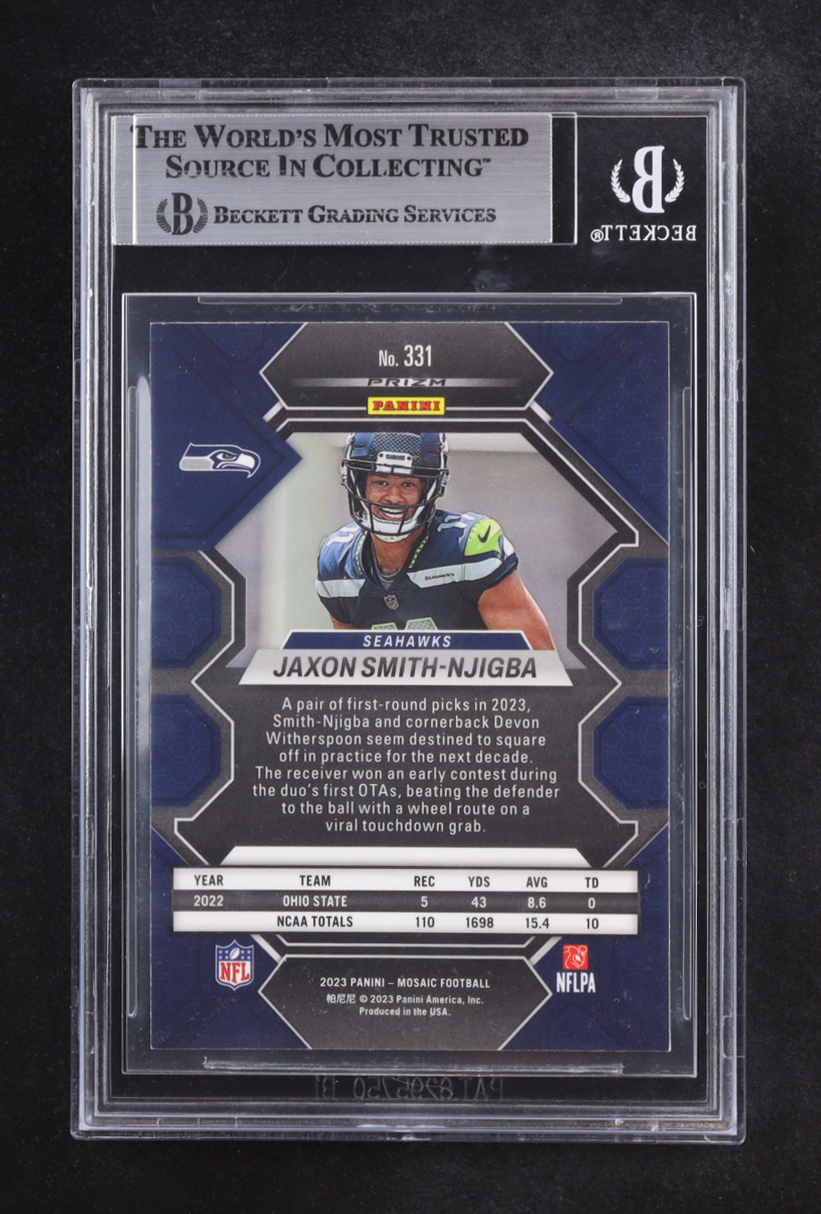 Jaxon Smith-Ngigba Signed 2023 Panini Mosaic Green Autographs #331 RC (BGS) at PristineAuction.com Jaxon Smith-Ngigba Signed 2023 Panini Mosaic Green Autographs #331 RC (BGS) at PristineAuction.com