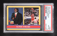 Magic Johnson / Michael Jordan 1990-91 Hoops #385 / Super Streaks Stay In School (PSA 8) at PristineAuction.com