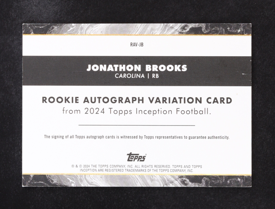 Jonathon Brooks 2024 Topps Inception Rookie Variation Autographs #RAVJB RC at PristineAuction.com Jonathon Brooks 2024 Topps Inception Rookie Variation Autographs #RAVJB RC at PristineAuction.com