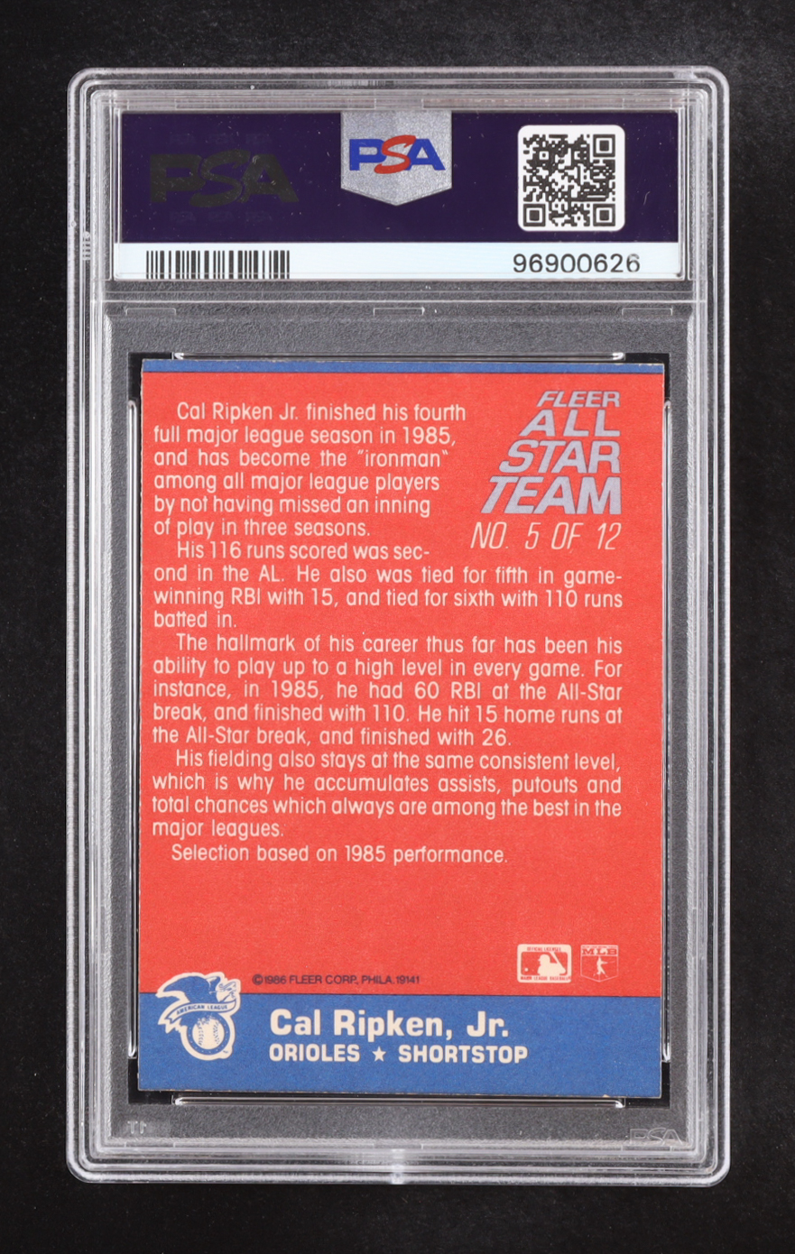 Cal Ripken 1986 Fleer All-Stars #5 (PSA 7) at PristineAuction.com Cal Ripken 1986 Fleer All-Stars #5 (PSA 7) at PristineAuction.com