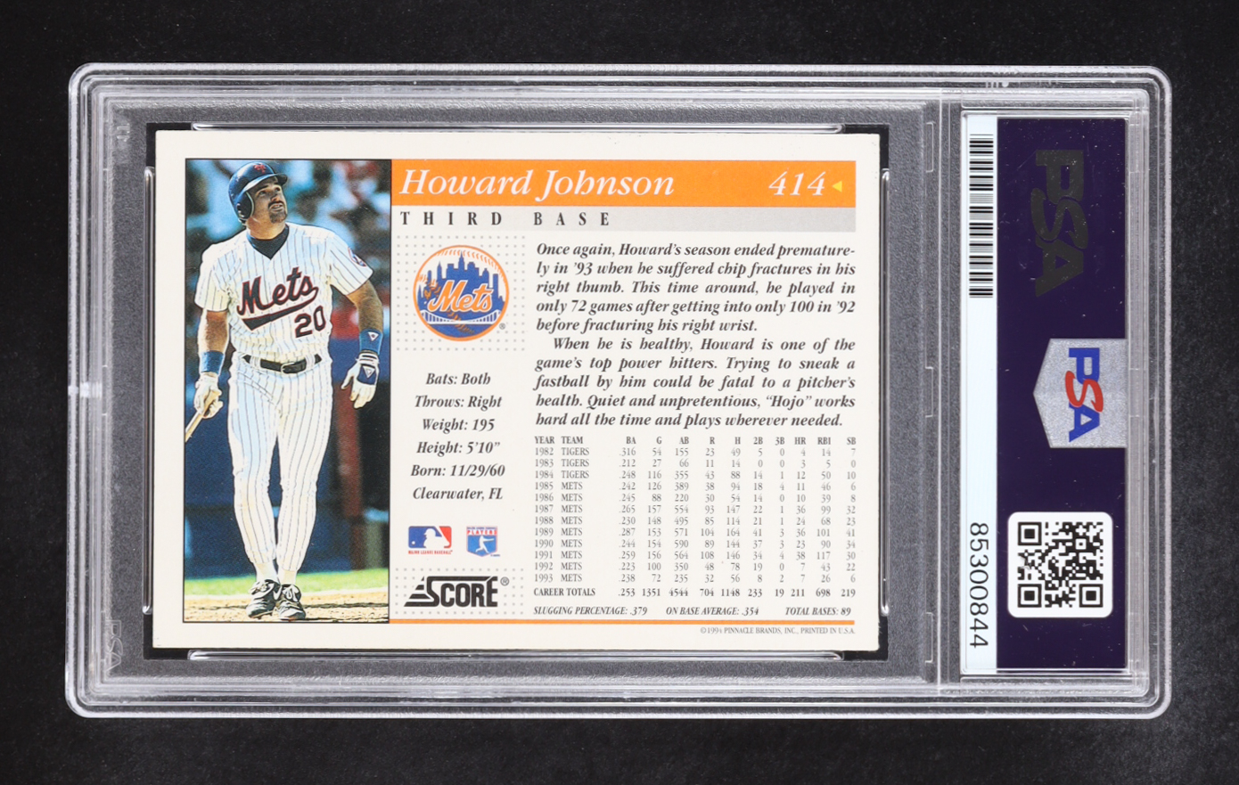 Howard Johnson Signed 1994 Score #414 (PSA) at PristineAuction.com Howard Johnson Signed 1994 Score #414 (PSA) at PristineAuction.com