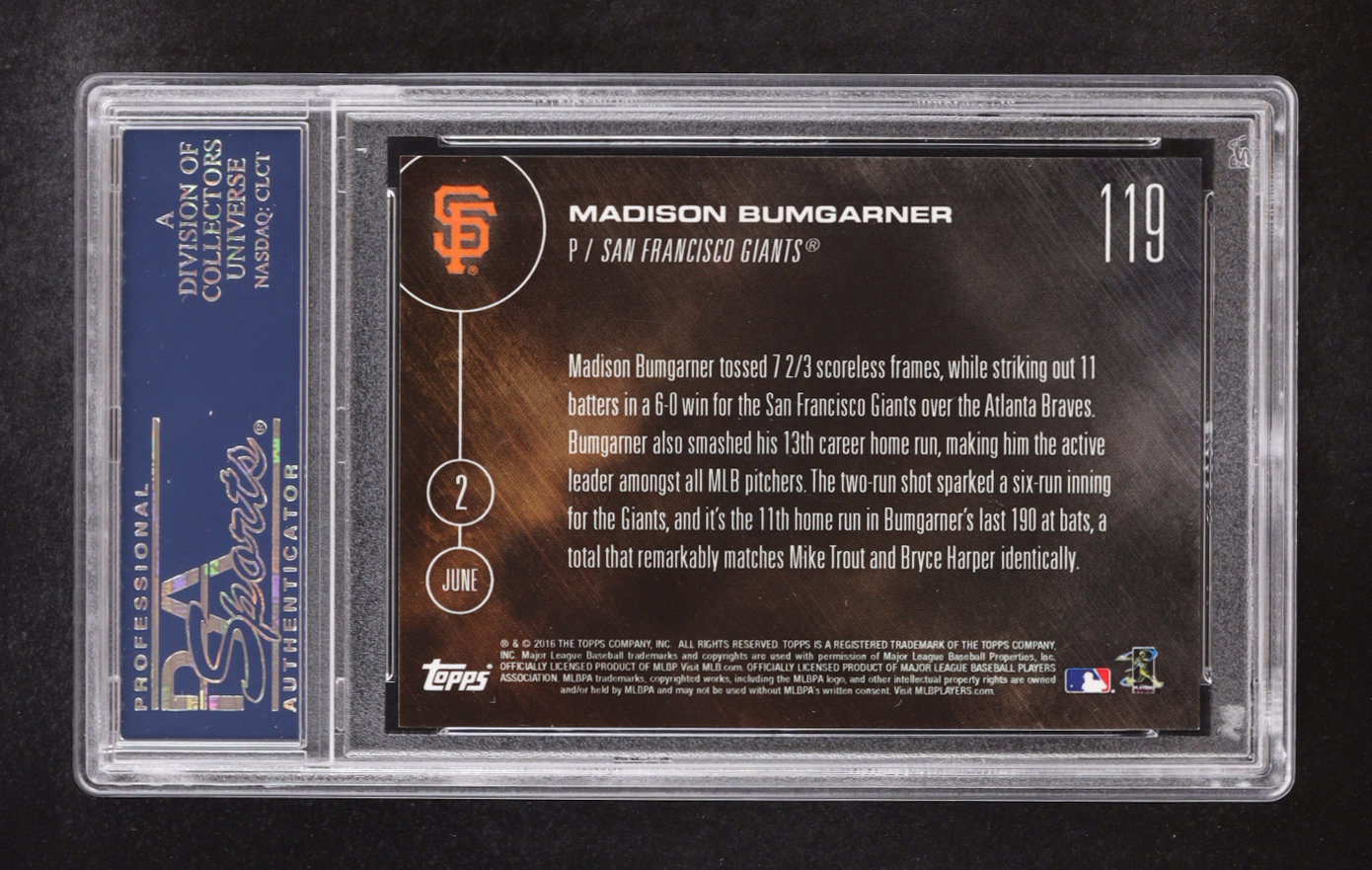 Madison Bumgarner Signed 2016 Topps Now #119 (PSA) at PristineAuction.com Madison Bumgarner Signed 2016 Topps Now #119 (PSA) at PristineAuction.com