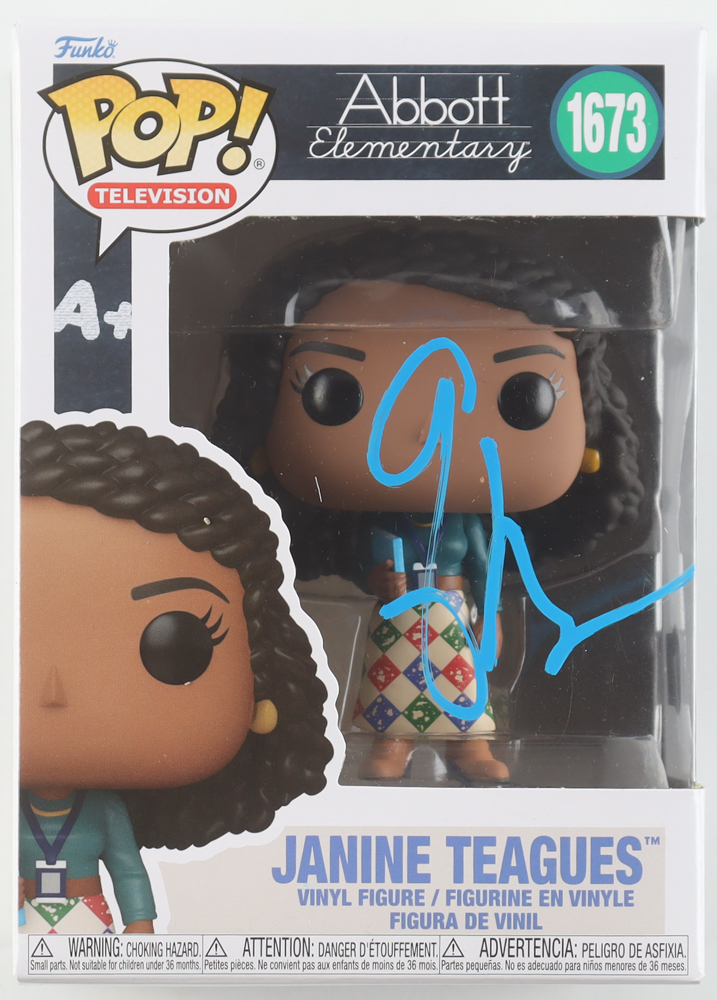 Quinta Brunson Signed "Abbott Elementary" #1673 Janine Teagues Funko Pop! Vinyl Figure (Beckett) at PristineAuction.com Quinta Brunson Signed "Abbott Elementary" #1673 Janine Teagues Funko Pop! Vinyl Figure (Beckett) at PristineAuction.com