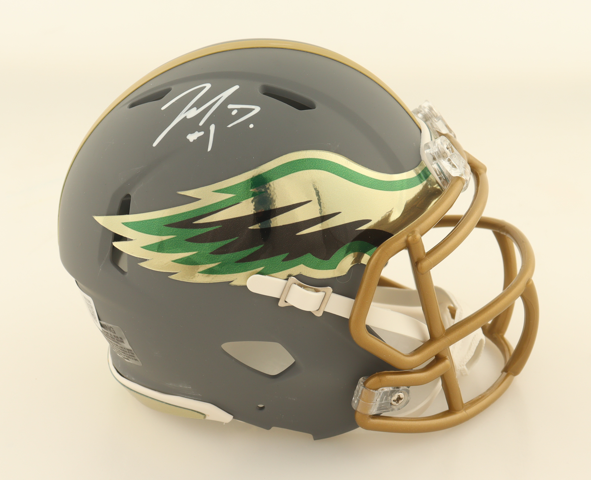 Jahan Dotson Signed Eagles Slate Alternate Speed Mini Helmet (Beckett) at PristineAuction.com Jahan Dotson Signed Eagles Slate Alternate Speed Mini Helmet (Beckett) at PristineAuction.com