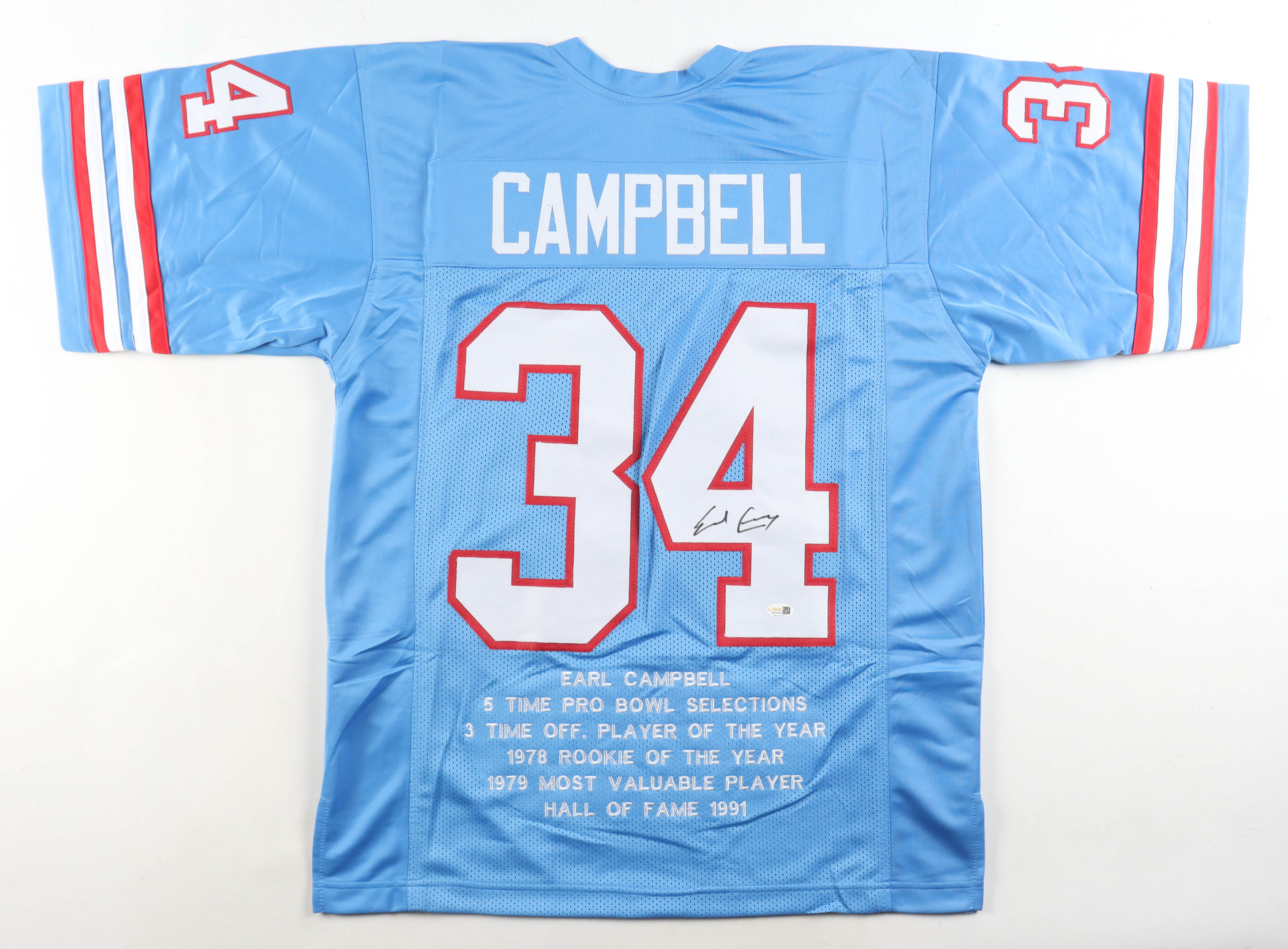Earl Campbell Signed Career Stat Jersey (JSA) at PristineAuction.com Earl Campbell Signed Career Stat Jersey (JSA) at PristineAuction.com