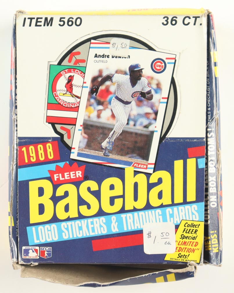 1988 Fleer Baseball Wax Box with (36) Packs at PristineAuction.com 1988 Fleer Baseball Wax Box with (36) Packs at PristineAuction.com