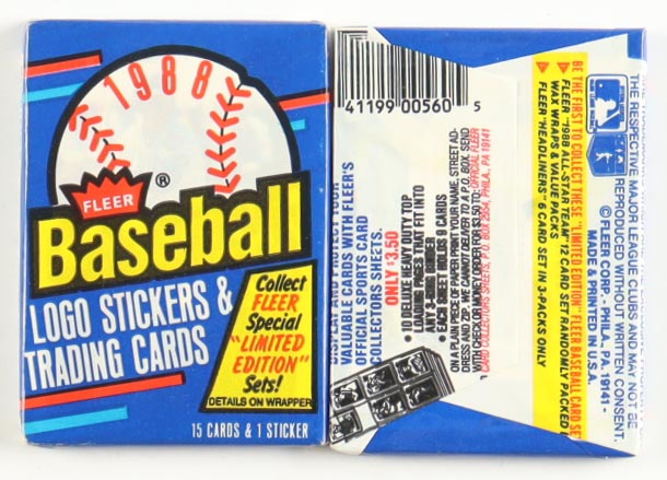 1988 Fleer Baseball Wax Box with (36) Packs at PristineAuction.com 1988 Fleer Baseball Wax Box with (36) Packs at PristineAuction.com