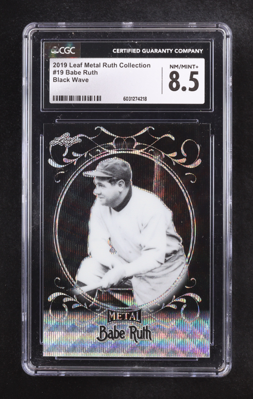 Babe Ruth 2019 Leaf Metal Babe Ruth Collection Wave Black #19 #08/10 (CGC 8.5) at PristineAuction.com Babe Ruth 2019 Leaf Metal Babe Ruth Collection Wave Black #19 #08/10 (CGC 8.5) at PristineAuction.com