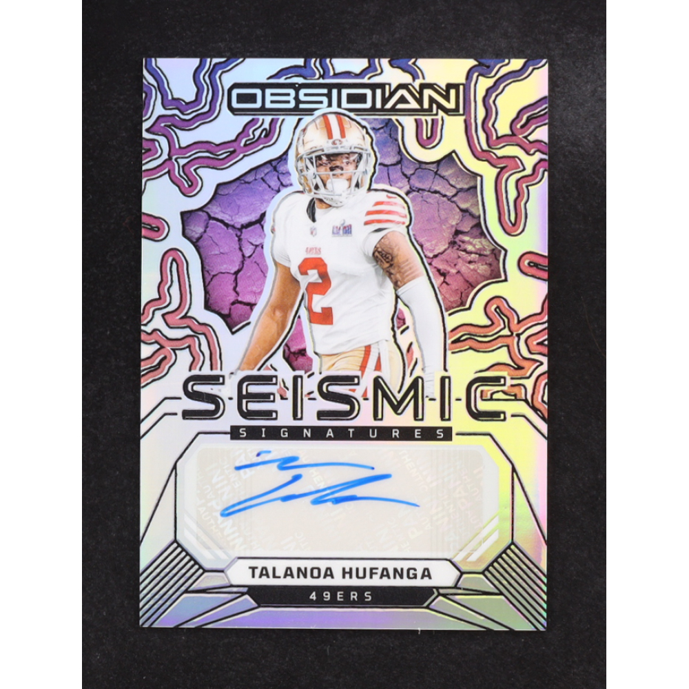 Talanoa Hufanga 2024 Panini Obsidian Seismic Signatures Silver #10 #18/49 at PristineAuction.com