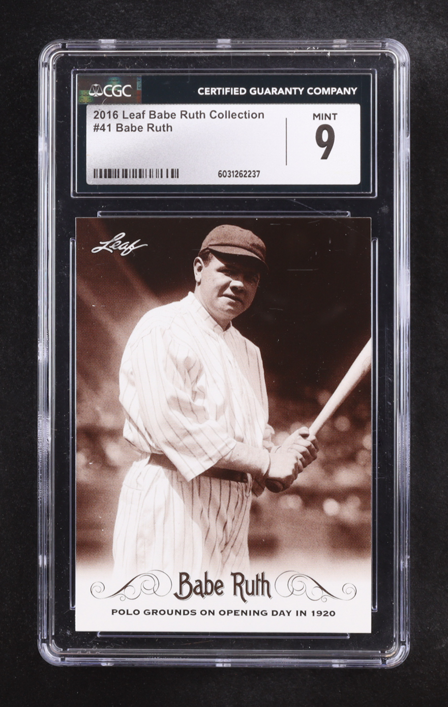 Babe Ruth 2016 Leaf Babe Ruth Collection #41 (CGC 9) at PristineAuction.com Babe Ruth 2016 Leaf Babe Ruth Collection #41 (CGC 9) at PristineAuction.com